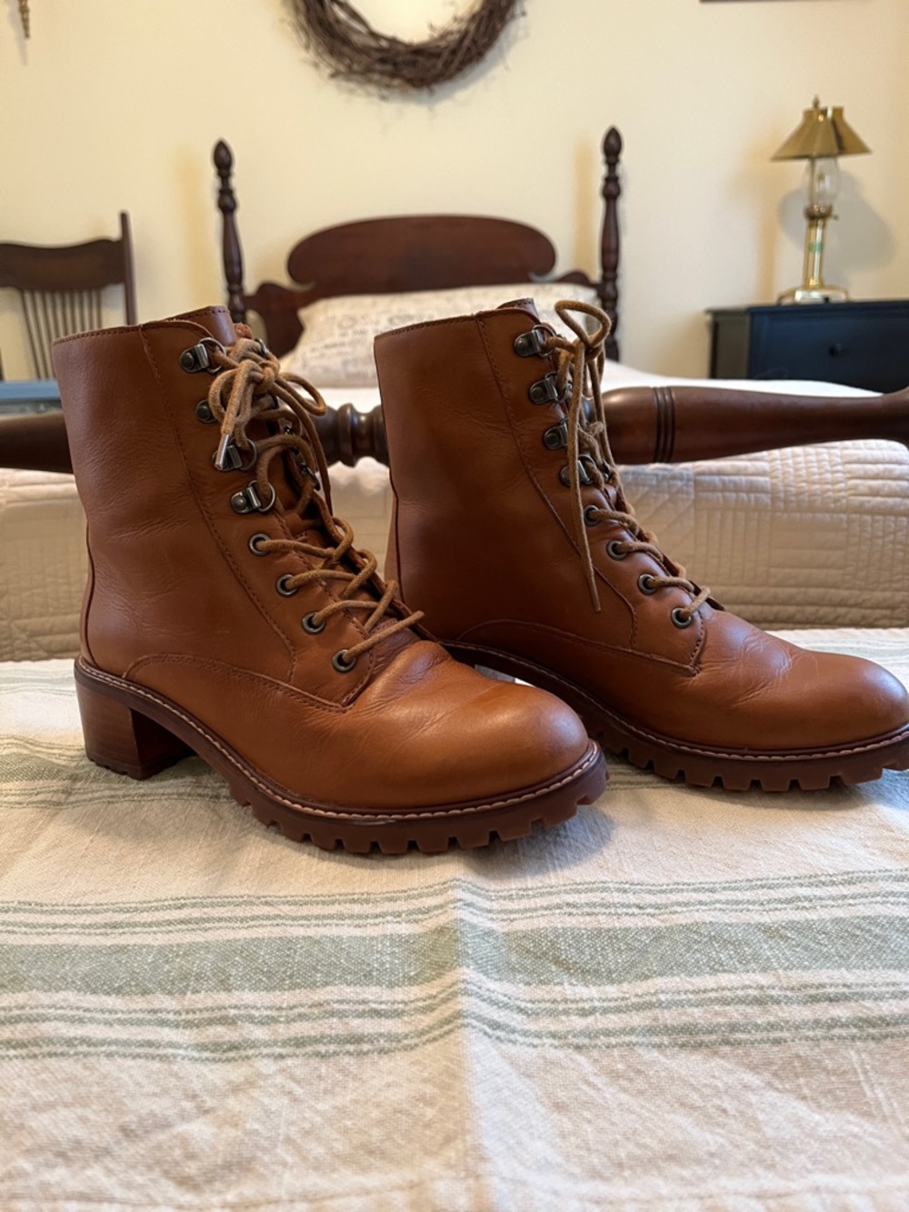Madewell Brown Lace-Up Leather Ankle Boots